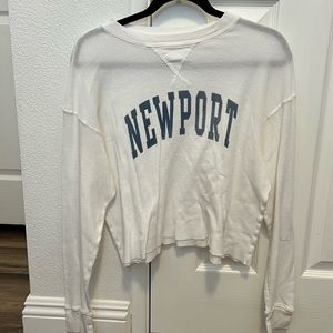 Brandy Melville White Cropped long sleeve Newport shirt